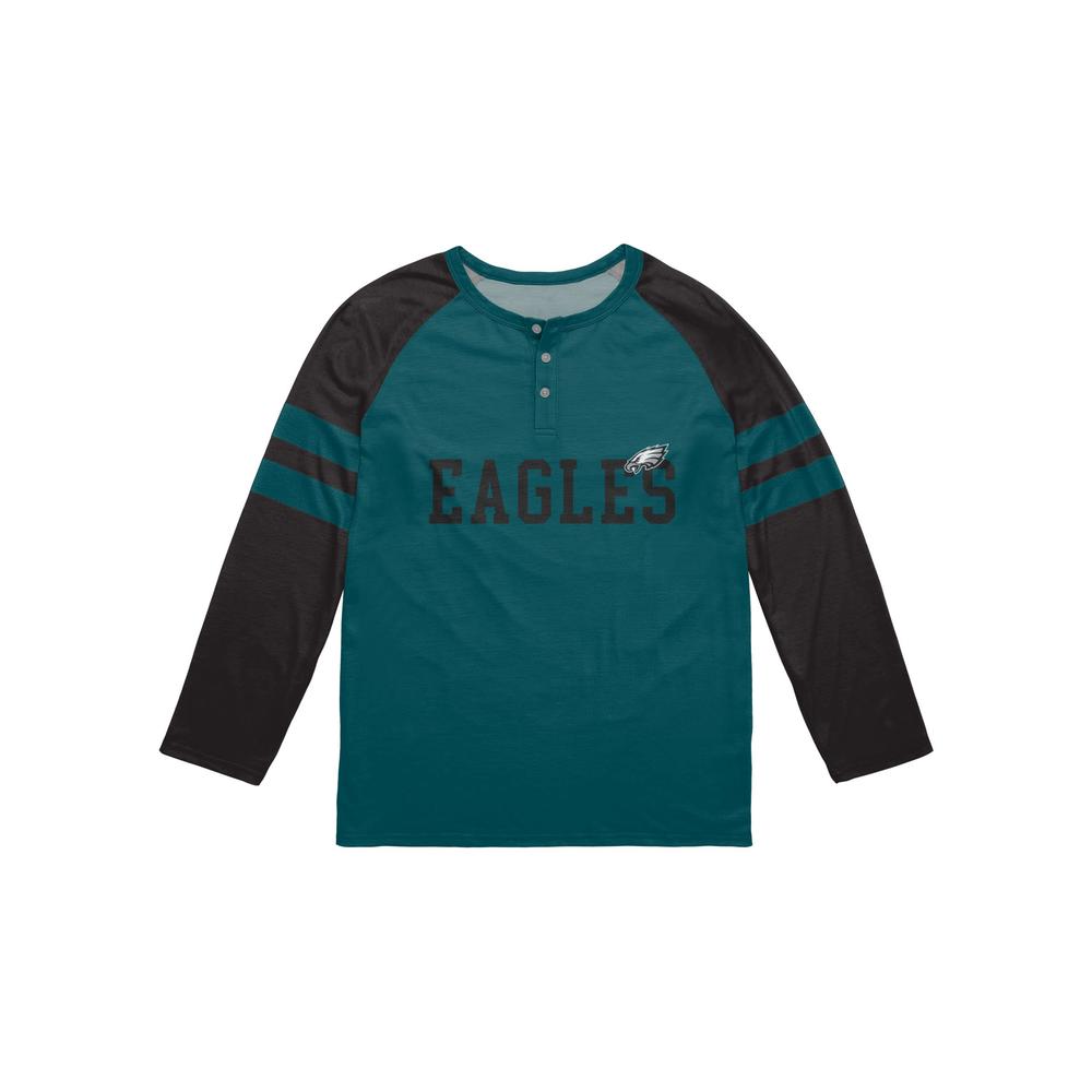 FOCO Philadelphia Eagles NFL Mens Team Stripe Wordmark Long Sleeve Henley