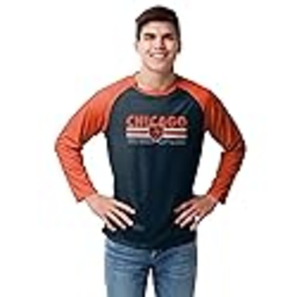 FOCO mens NFL NFL Team Logo Raglan T-Shirt Shirt, Colorblock Wordmark, Large US