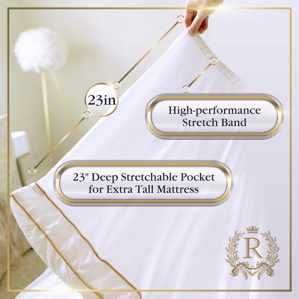 Royal Therapy King Size Mattress Topper King - 8-23 Inches Deep Pocket, 400 TC Cotton Thick Mattress Pad, Soft Mattress Cover Cooling Mattress