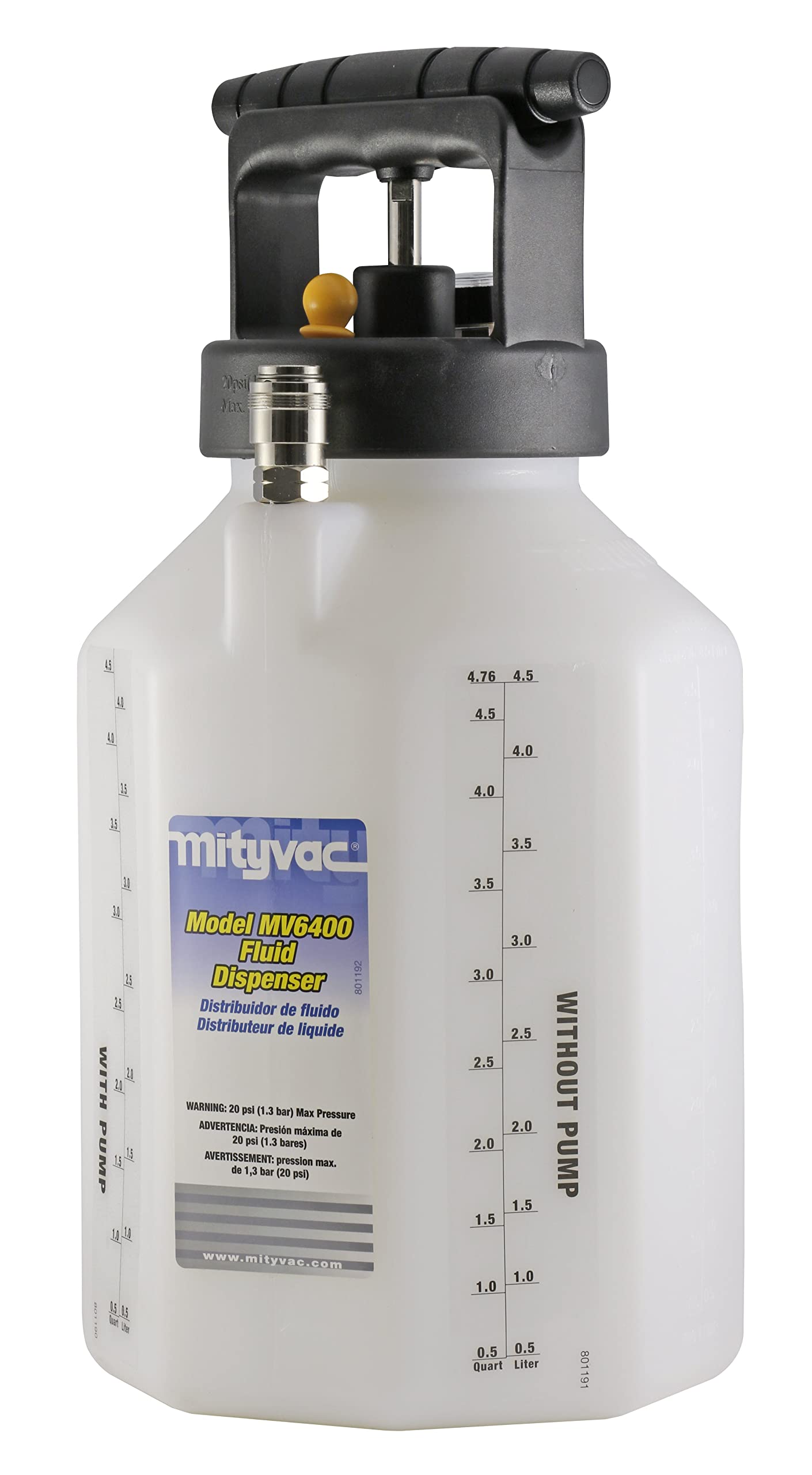 Mityvac MV6400 1 Gallon Fluid Dispensing System for Topping Off Fluid Reservoirs, Master Cylinders Includes 5 ft. Hose with Wand