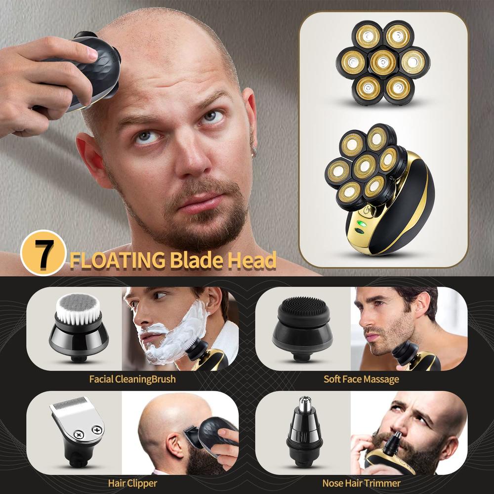 VOTMONI Head Shaver for Bald Men Upgrade 7D Electric Shavers Waterproof Bald Head Close Shaver for Men Rechargeable Rotary Shave