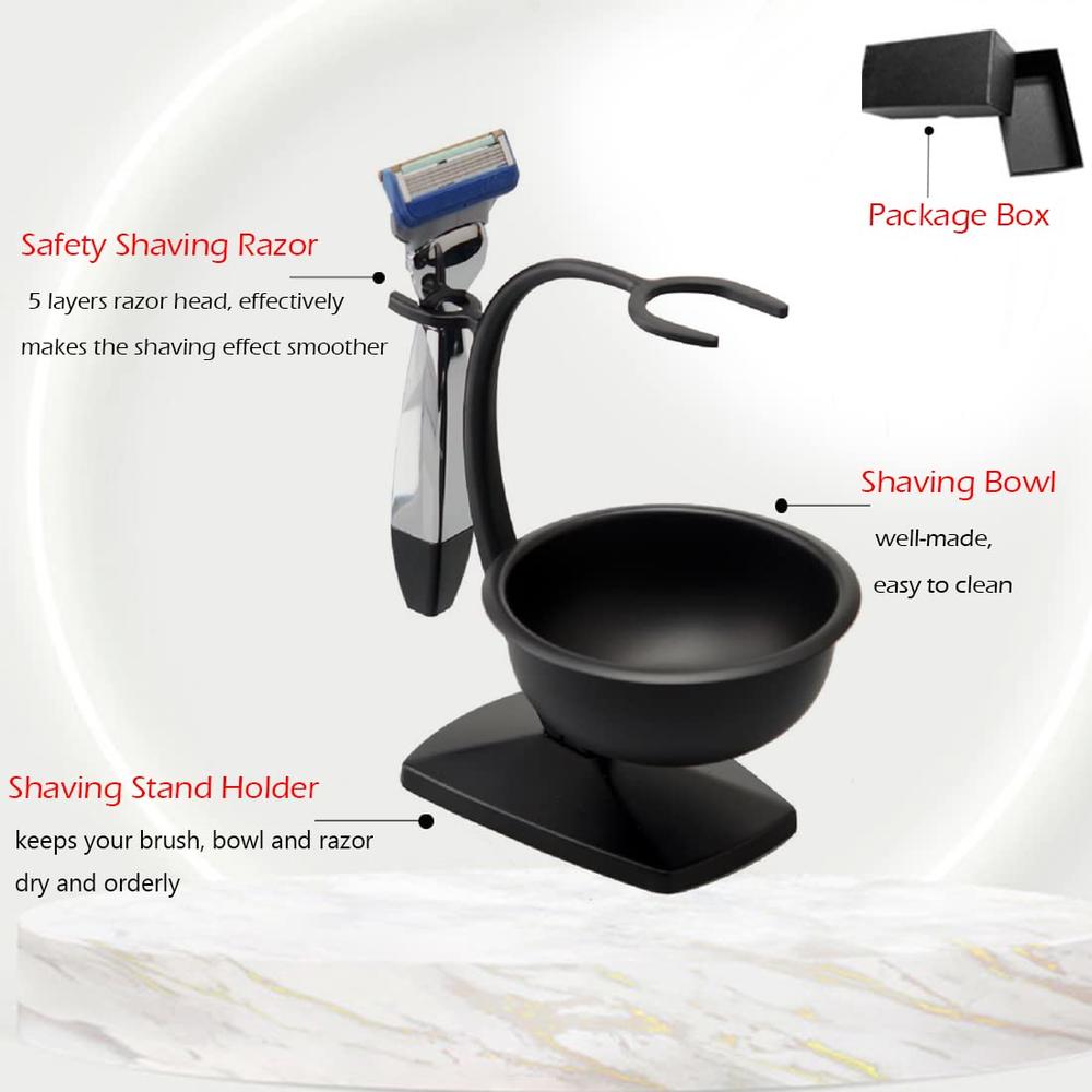 DanNuo Men's Shaving Kit Gift Set, DanNuo Luxury Wet Shaving Kit Safety Manual Razor Soft Shaving Brush Alloy Soap Bowl with Shaving Ho