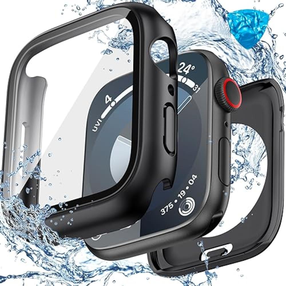 Goton [2 in 1] Goton Waterproof Case for Apple Watch Series 9 8 7 41mm, 360° All-Round Protective Hard PC Front & Back Bumper with HD 
