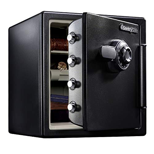 SentrySafe Fireproof and Waterproof Steel Home Safe with Dial Combination Lock,1.23 Cubic Feet, 17.8 x 16.3 x 19.3 x Inches, SFW