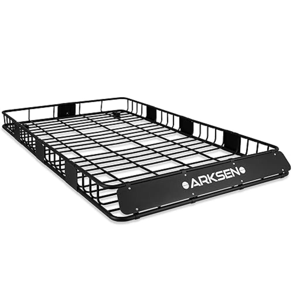 ARKSEN 84 x 50 Inch Universal Extra Wide 150LB Heavy Duty Roof Rack Cargo with Extension Car Top Luggage Holder Carrier Basket f