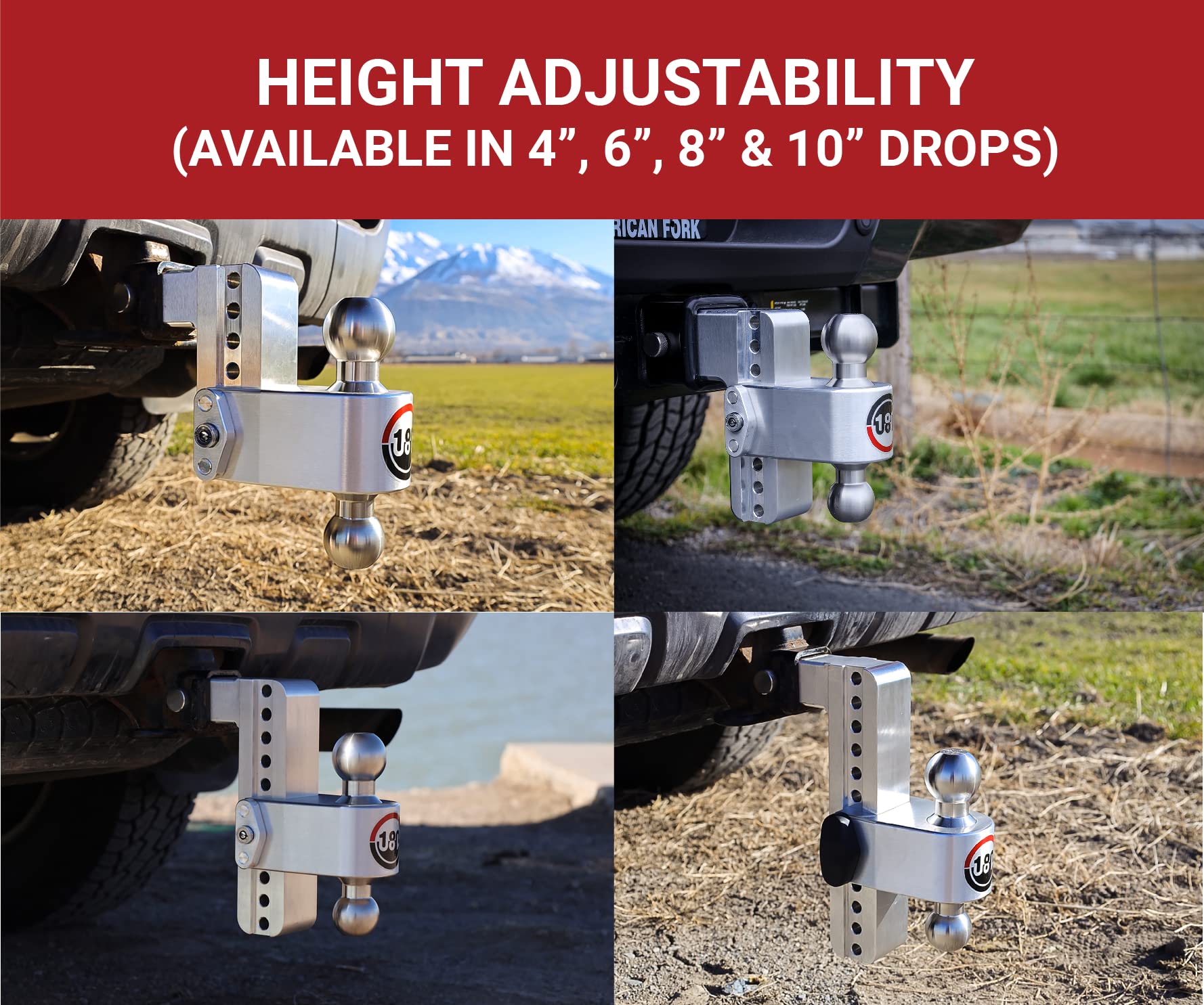 Weigh Safe Adjustable Trailer Hitch Ball Mount - 6" Adjustable Drop Hitch for 2.5" Receiver - Premium Heavy Duty Aluminum Traile