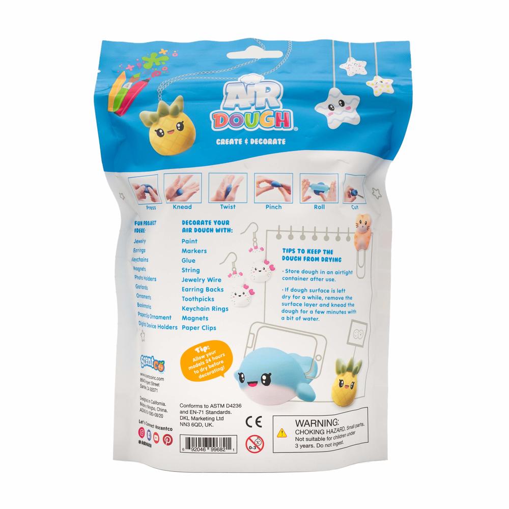 Scentco Air Dough - White, Air Dry, Ultra Light, Non-Toxic Modeling Clay in a Resealable Bag Including Tutorial Videos (Educational, Cre