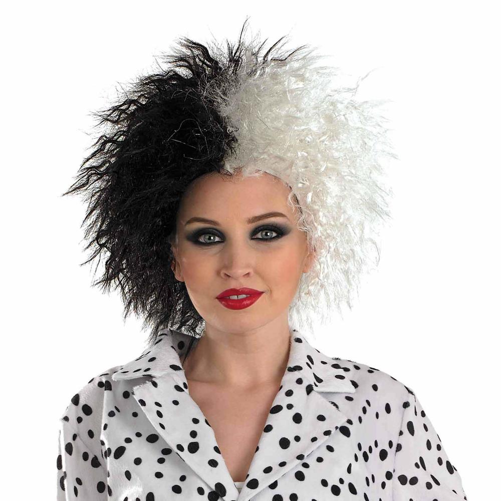 fun shack White Black Wig, Two Tone Wig, Devil Wig, Evil Stepmother Wig, Wig Black and White Accessories, Character Wigs