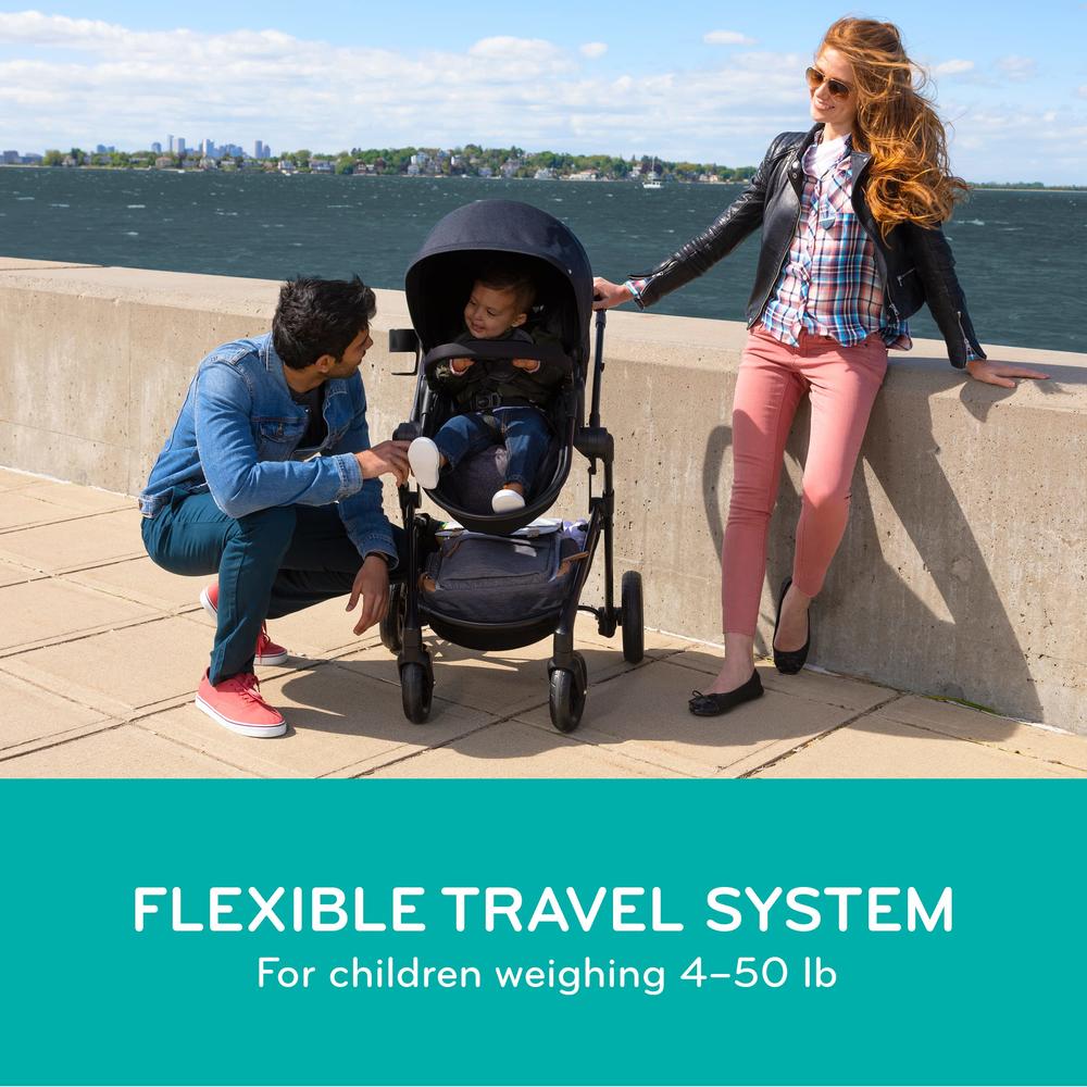 Evenflo Pivot Modular Travel System with LiteMax Infant Car Seat with Anti-Rebound Bar (Casual Gray)