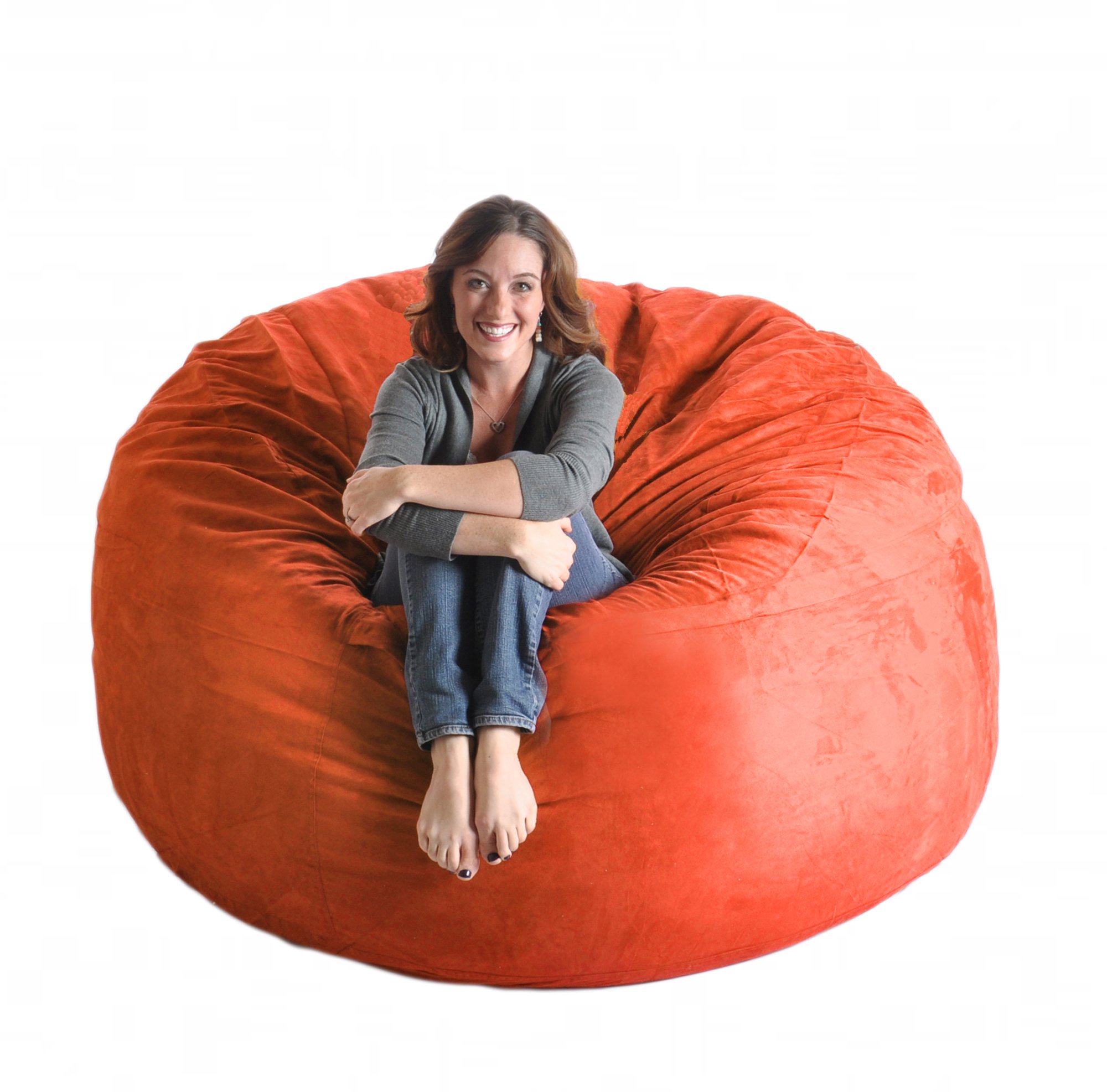 SLACKER sack 6-Feet Premium Memory Foam Microsuede Beanbag Chair, Orange