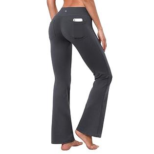 BUBBLELIME 29/31/33/35 4 Styles Women's Bootcut Yoga Pants Tummy  Control - Back Pockets_Shadowcharcoal XL_33