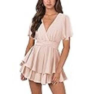 Nova In Sky Flowy Summer Fancy Womens Cute Short Fairy Dress Short Baggy Sleeve Tie Waist Ruffle Wrap Wedding Guest Dresses Pink Nova In Sky Flowy Summer Fancy Womens Cute Short Fairy Dress Short Baggy Sleeve Tie Waist Ruffle Wrap Wedding Guest Dresses Pink