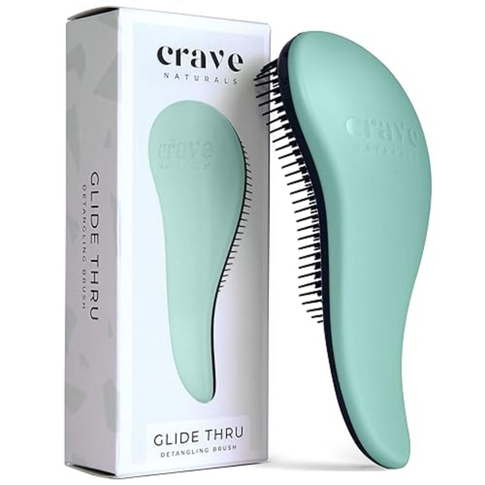 Crave Naturals Glide Thru Detangling Brush for Adults & Kids Hair - Detangler Brush for Natural, Curly, Straight, Wet or Dry Hai