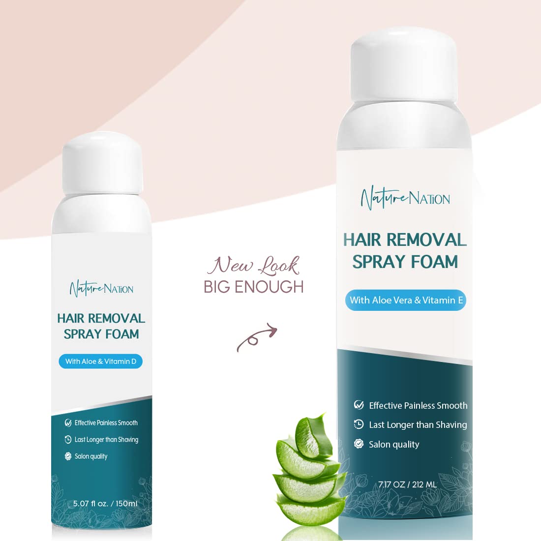 NATURE NATION Hair Removal Spray Foam - 7.17 oz (212ml) - Cream - Bigger Size & Newest Formula with Aloe Vera Blue 7.17 Fl Oz (P