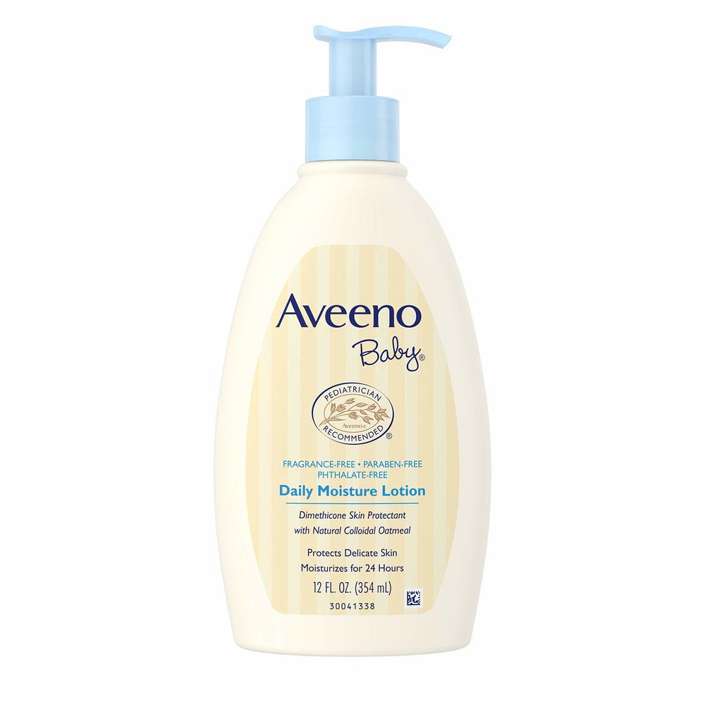 Aveeno Baby Daily Moisture Lotion with Natural Colloidal Oatmeal & Dimethicone, Fragrance-Free, 12 fl. oz