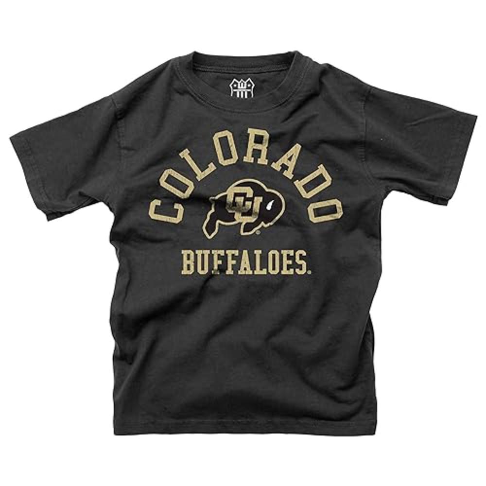 Wes and Willy NCAA Kids S/S Organic Cotton Tee Shirt, Colorado Buffaloes, Black, 7