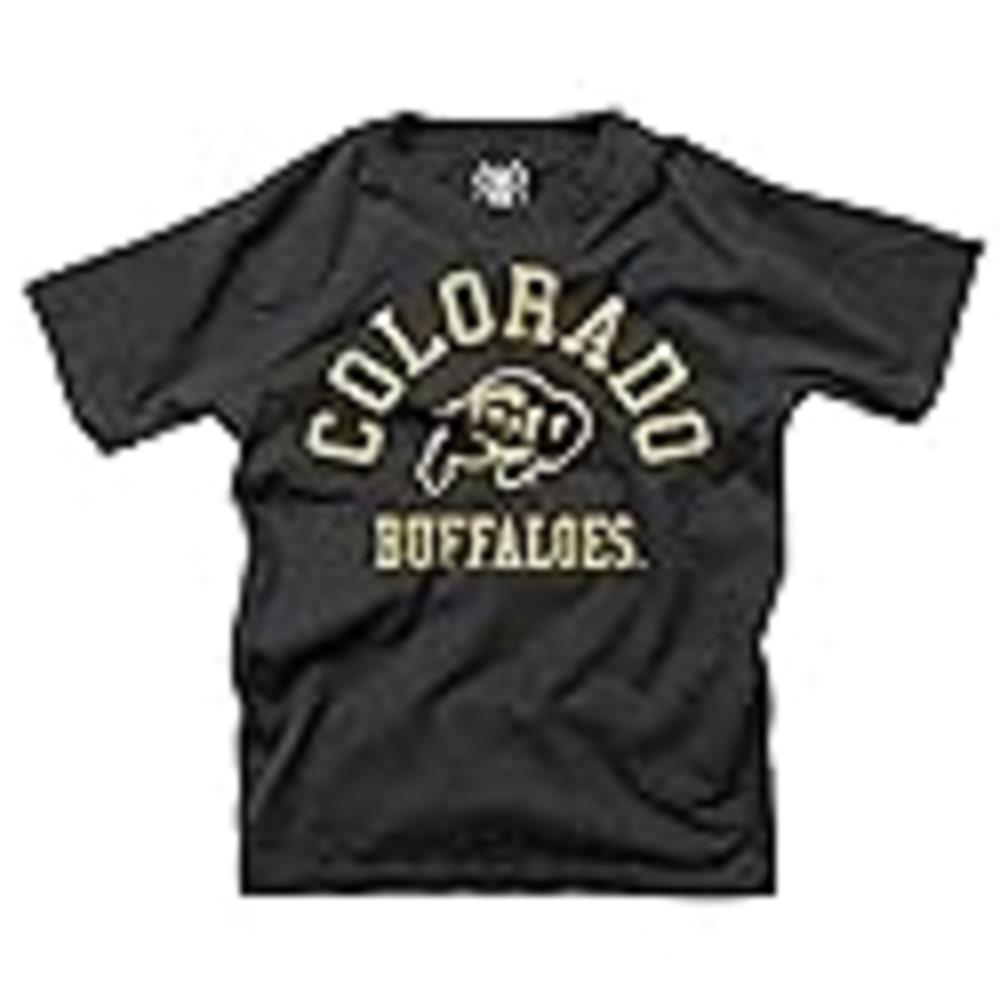 Wes and Willy NCAA Kids S/S Organic Cotton Tee Shirt, Colorado Buffaloes, Black, 7