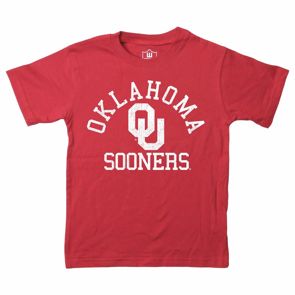 Wes and Willy NCAA Kids S/S Organic Cotton Tee Shirt, Oklahoma Sooners, S, Bullseye Red
