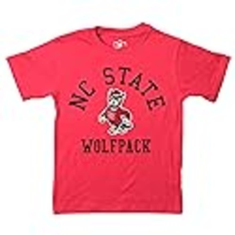 Wes and Willy NCAA Kids S/S Organic Cotton Tee Shirt, North Carolina State Wolfpack, Cherry, 3T