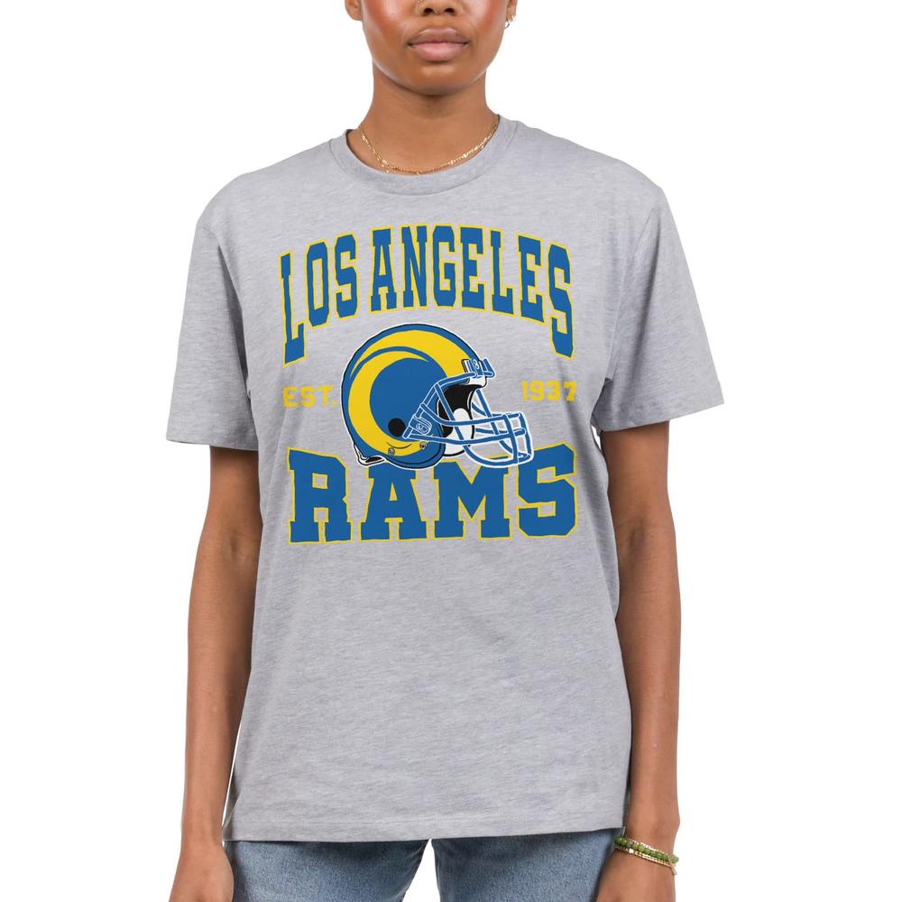 Junk Food Clothing x NFL - Los Angeles Rams - Team Helmet - Unisex Adult Short Sleeve Fan T-Shirt for Men and Women - Size XX-La