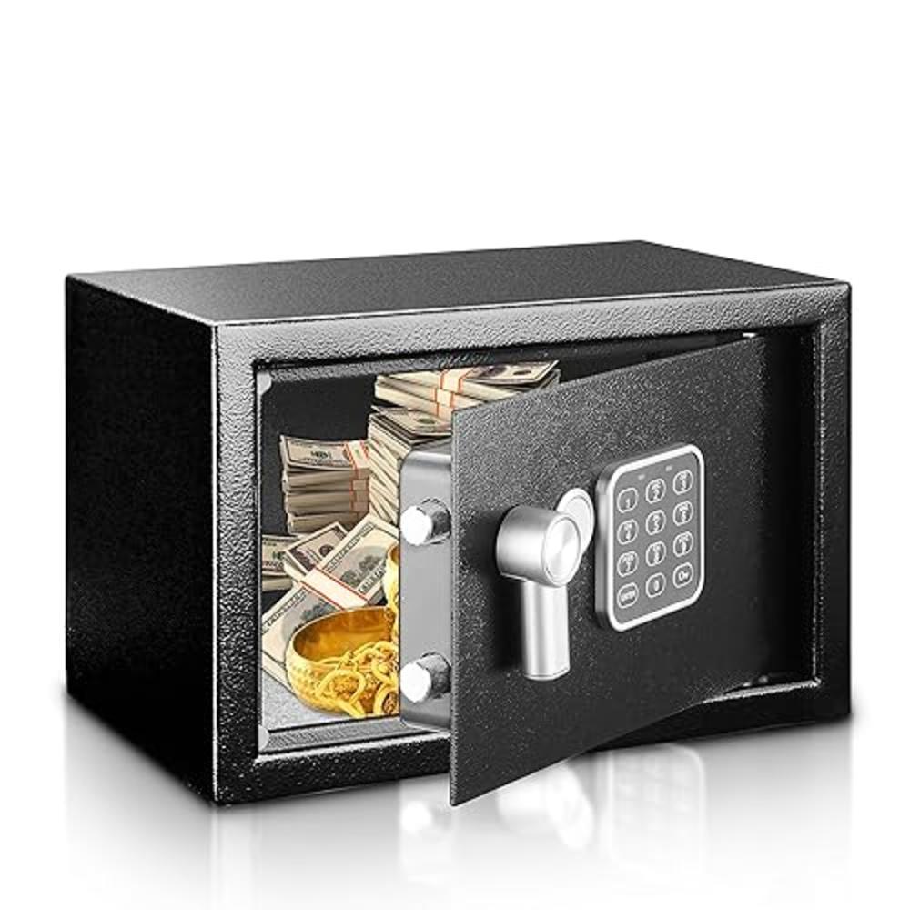 SereneLife Premium Steel Digital Safe Box - 9.1" x 6.7" x 6.7" | Secure Storage for Cash, Firearms, Jewelry & More | Great For H