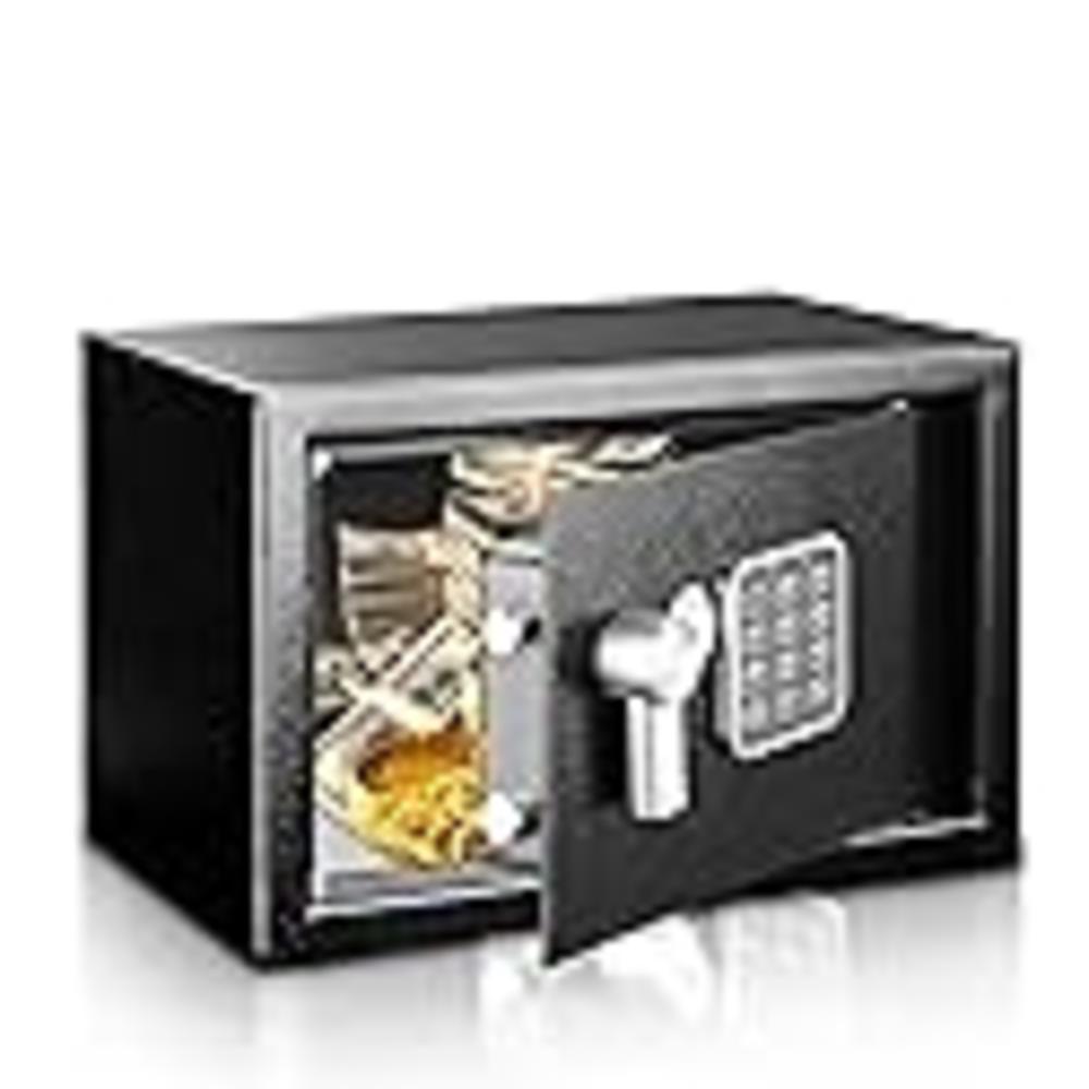 SereneLife Premium Steel Digital Safe Box - 9.1" x 6.7" x 6.7" | Secure Storage for Cash, Firearms, Jewelry & More | Great For H