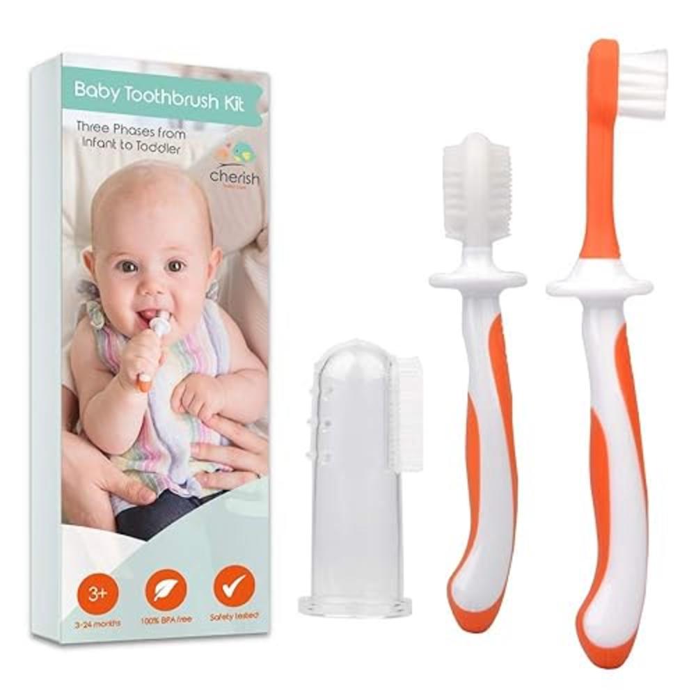 Cherish Baby Care Baby Toothbrush Set (3-24 Months) - BPA-Free Baby Finger Toothbrush, Training Toothbrush & Toddler Toothbrush