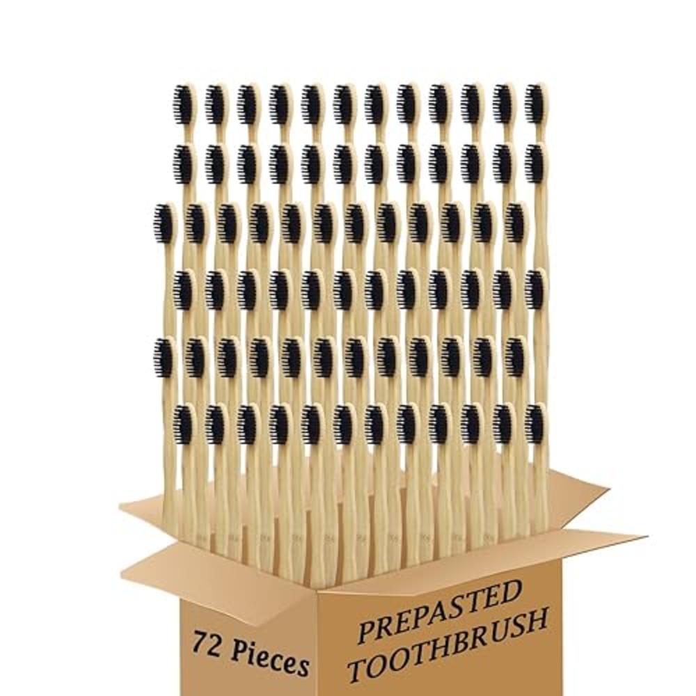 N-amboo Bamboo Toothbrush Prepasted Disposable Toothbrsuh Soft Bristles Prepasted Toothbrush,Disposable Toothbrsuh (72 Pieces)