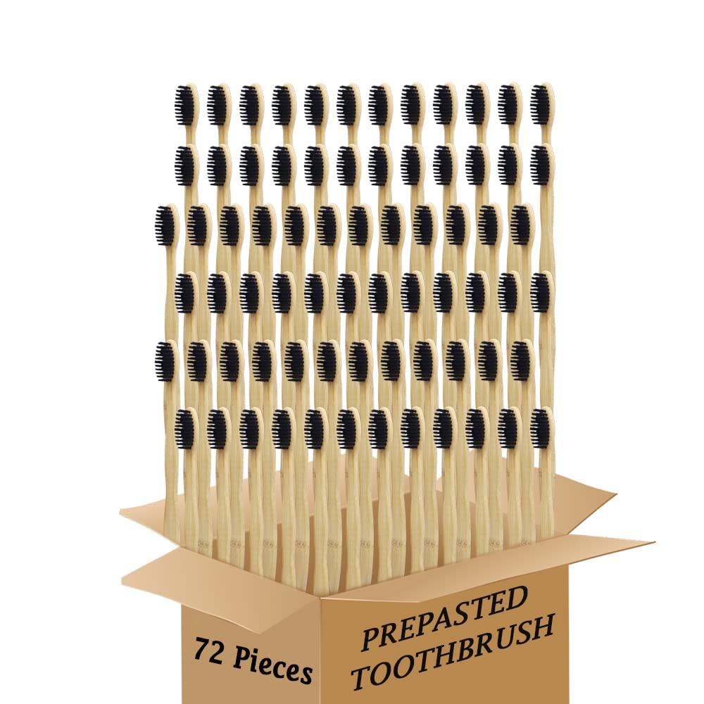 N-amboo Bamboo Toothbrush Prepasted Disposable Toothbrsuh Soft Bristles Prepasted Toothbrush,Disposable Toothbrsuh (72 Pieces)