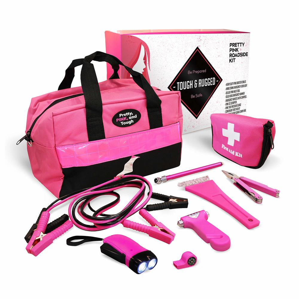 Gears Out Pretty Pink Roadside Kit - Pink Emergency Kit for Teen Girls and  Women