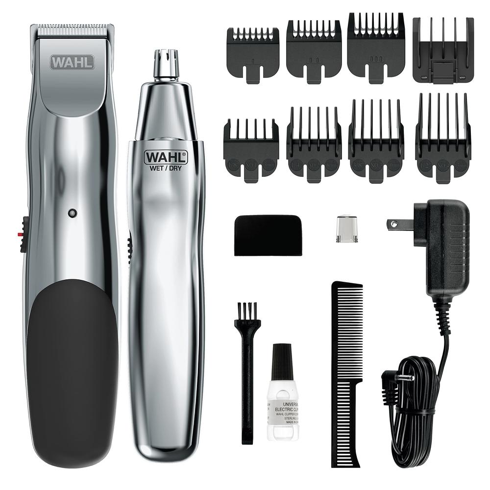 WAHL Groomsman Rechargeable Beard Trimmer kit for Mustaches, Nose Hair, and Light Detailing and Grooming with Bonus Wet/Dry Elec