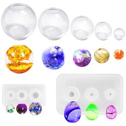 afunta 7 PCS 3D Sphere Silicone Resin Molds, AFUNTA Clear Silicone Ball Mold Eggs Ball Epoxy Resin Molds, Universe Spheroid Pendant Cas
