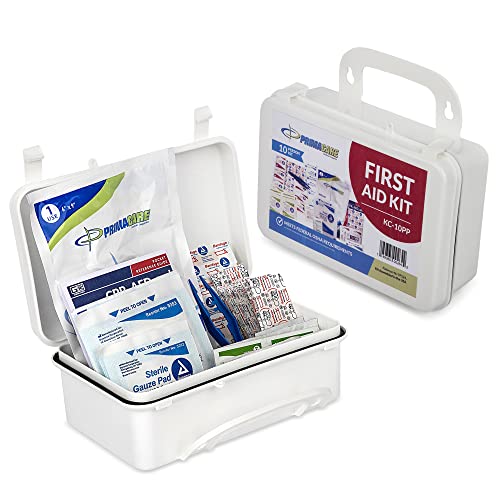 Primacare KC-10PP 10 Person Compact First Aid Kit, 8"x5"x3", with 102 Pieces Emergency Medical Supplies, Portable Kits for Home,