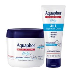 Aquaphor Baby Skin Care Set - Fragrance Free, Prevents, Soothes and Treats Diaper Rash - Includes 14 oz. Jar of Advanced Healing
