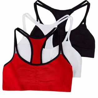 Fruit of the Loom Fruit of The Loom Womens Spaghetti Strap Cotton Pull Over 3  Pack Sports Bra, Red Hot With Black/White/Black Hue, 42