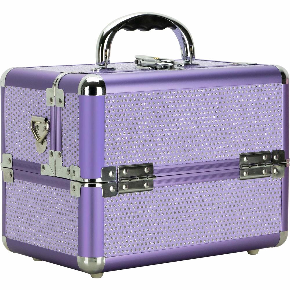 Sunrise C0211 4-Tiers Expandable Trays Makeup Train Case Shoulder Strap Key lock, Purple Krystal