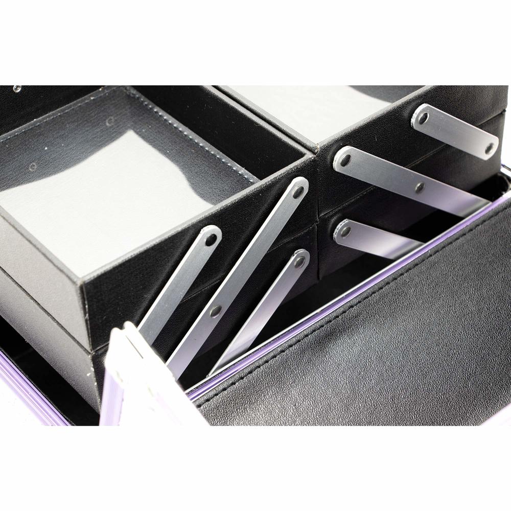 Sunrise C0211 4-Tiers Expandable Trays Makeup Train Case Shoulder Strap Key lock, Purple Krystal