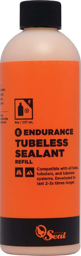 Orange Seal Endurance Formula Bicycle Tire Sealant for Road, Mountain Bike, CX, BMX, and Tri Bikes (8oz)