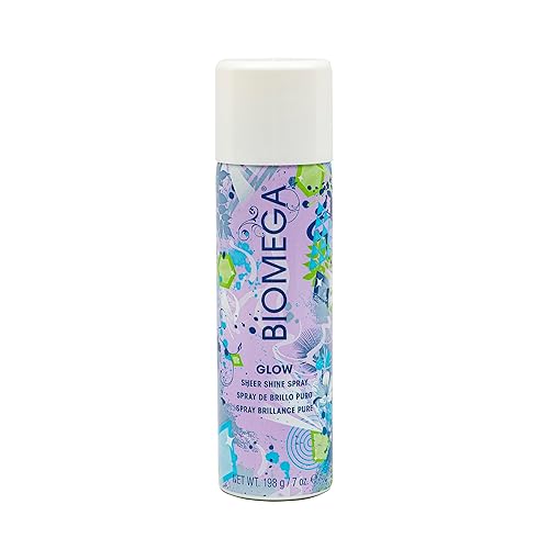 BIOMEGA Glow Sheer Shine Spray, 6 Oz, A Micro-Light Finishing Shine Spray with UV Protection, Delivers Instant, Healthy-Looking