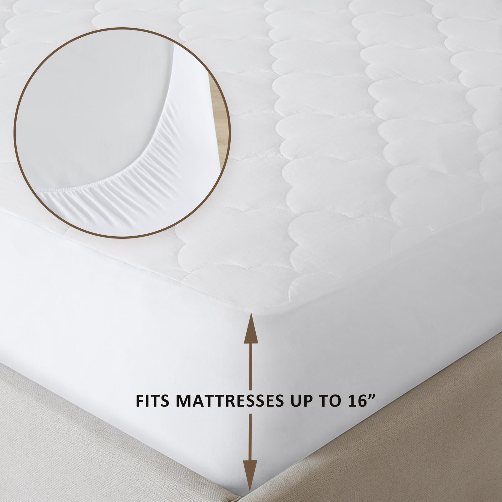 Sleep Philosophy King Mattress Pad, Cotton Mattress Protector Classic Cloud Quilted Bed Cover, All Natural Breathable Mattress T