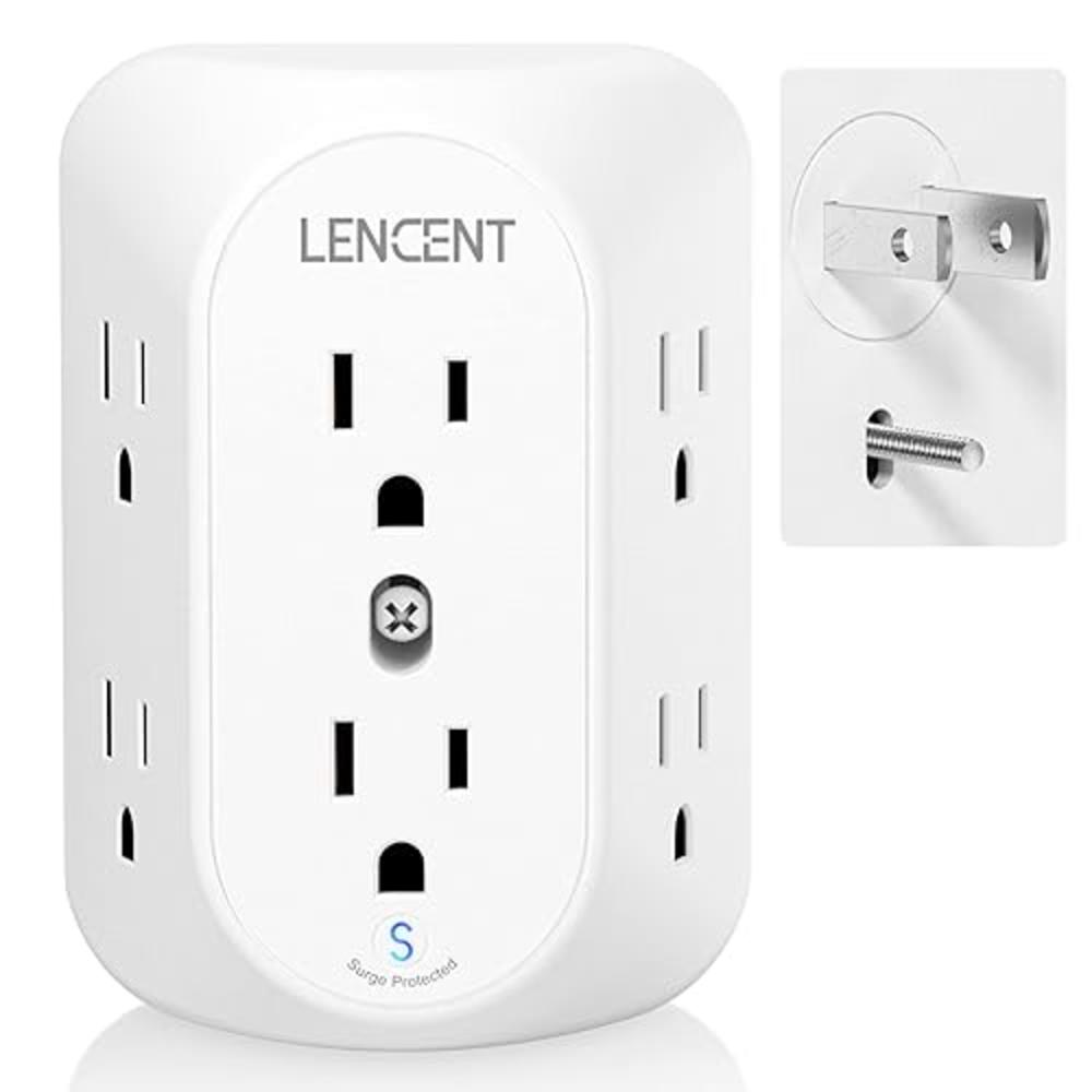 LENCENT 2 Prong Power Strip, 3 to 2 Prong Grounding Outlet Adapter, Polarized Plug, Surge Protector, 3-Sided 6 Outlet Widely Spa