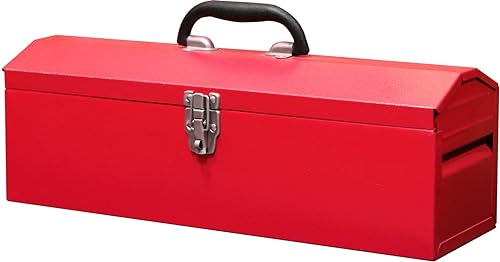 BIG RED TB101 Torin 19" Hip Roof Style Portable Steel Tool Box with Metal Latch Closure and Removable Storage Tray, Red, 19.1" x