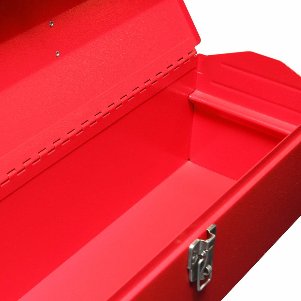 BIG RED TB101 Torin 19" Hip Roof Style Portable Steel Tool Box with Metal Latch Closure and Removable Storage Tray, Red, 19.1" x