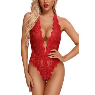 Aranmei Sexy Lingerie for Women Hollow Out Floral Lace Bodysuit One Piece Lingerie Deep V Teddy Aranmei Sexy Lingerie for Women Hollow Out Floral Lace Bodysuit One Piece Lingerie Deep V Teddy