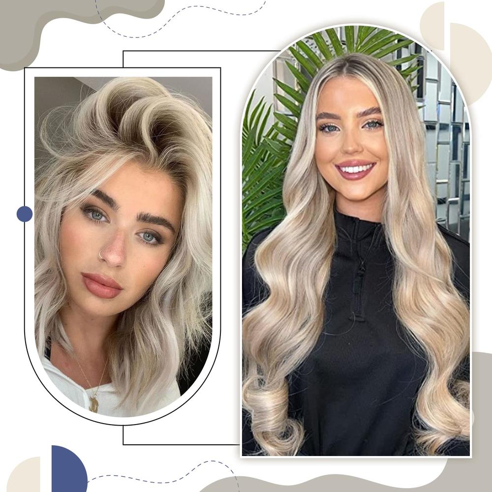 LaaVoo Tape in Extensions Human Hair Highlight Dirty Blonde with Platinum Blonde Tape Hair Extensions Real Human Hair Soft Strai