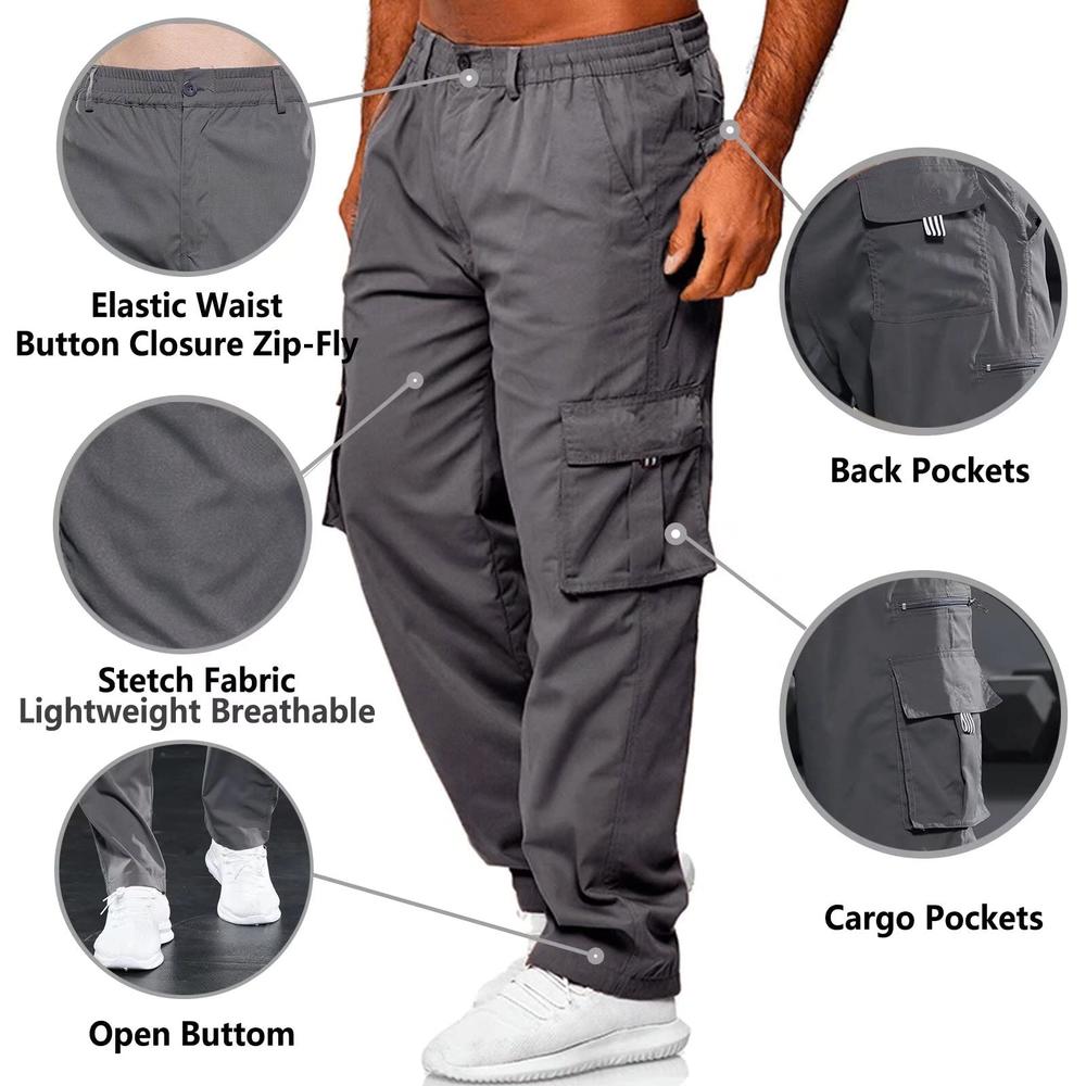 Rela Bota Men Casual Cargo Pant Lightweight Tactical Pant Hiking Jogger Classic Fit Multi Pockets XL