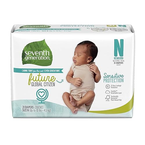 Seventh Generation Baby Diapers, Sensitive Protection, Size Newborn, 31 Count