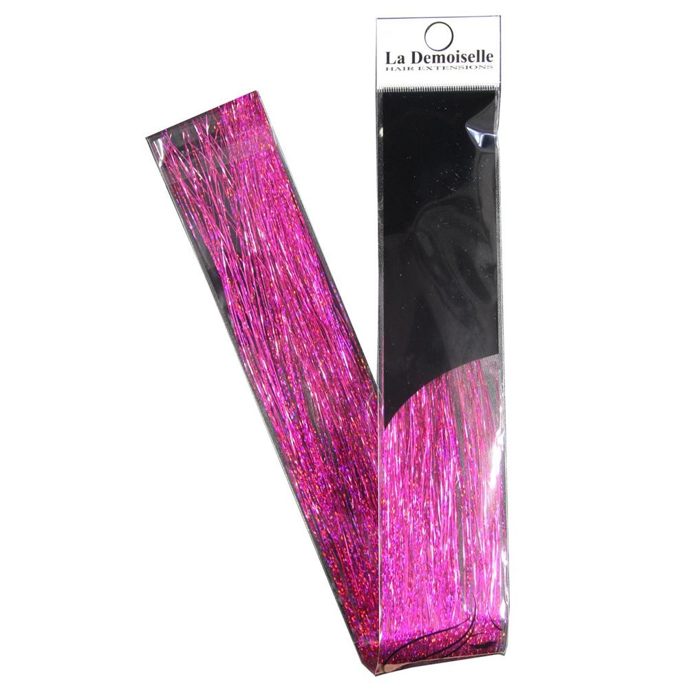 La Demoiselle 40" Sparkling Hair Tinsel 100 Strands (Fuchsia Pink)