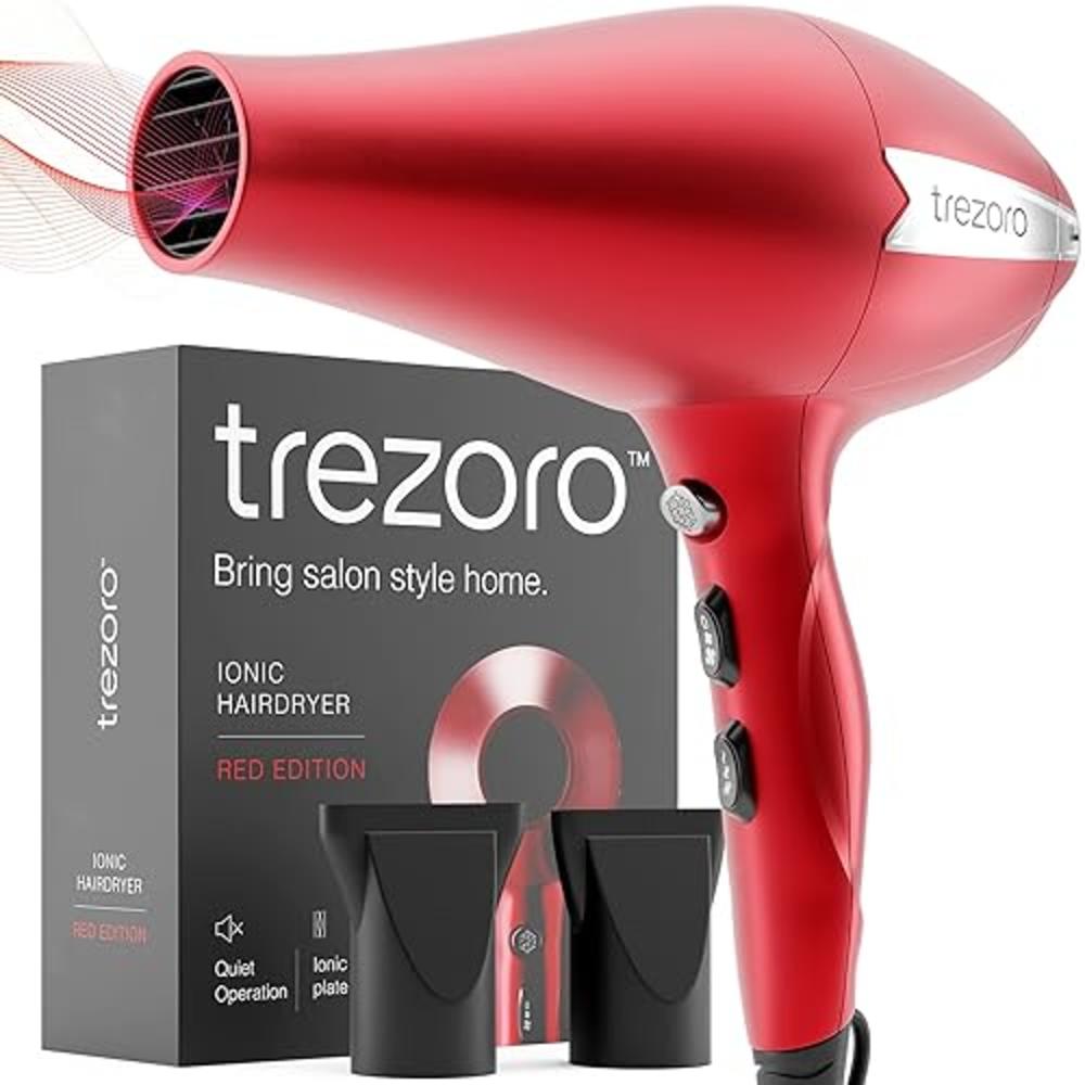 Trezoro Ionic Salon Hair Dryer - 2200 Watt Professional Blow Dryer with Diffuser & Comb - Lightweight Travel Hairdryer for Normal & Curl