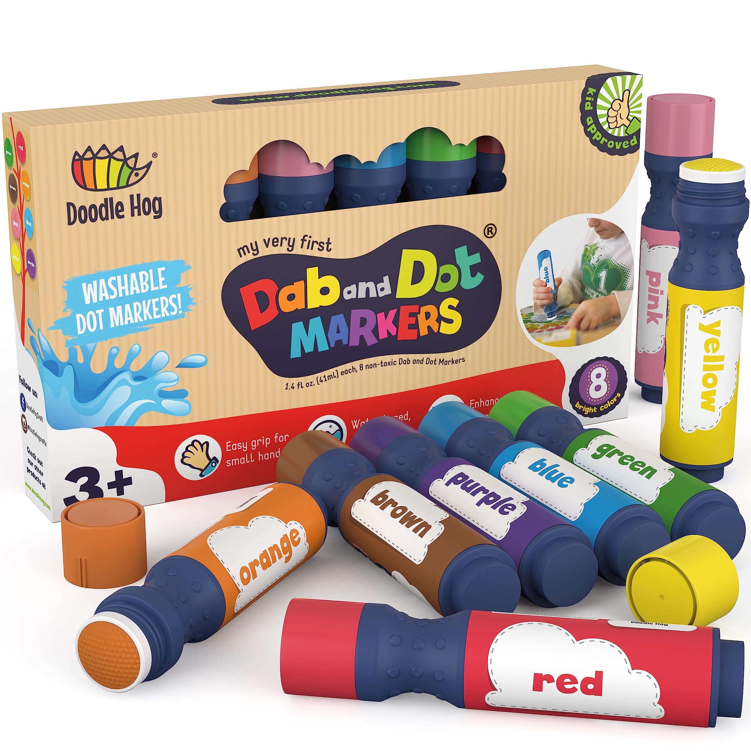 Doodle Hog DOODLE HOG Washable Dot Markers for Toddlers Kids Preschool, 8  Colors Bingo Markers